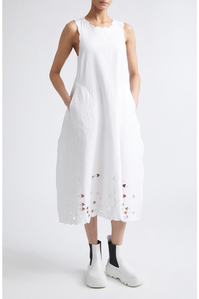 Watching Cotton Double Weave Dress, Main, color, WHITE