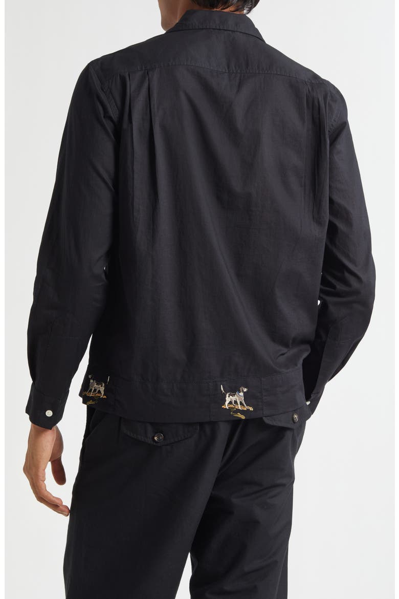 Pointer Embroidered Button-Up Shirt, Alternate, color, BLACK
