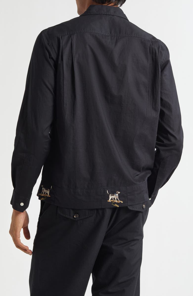 Bode Pointer Embroidered Button-Up Shirt, Alternate, color, Black
