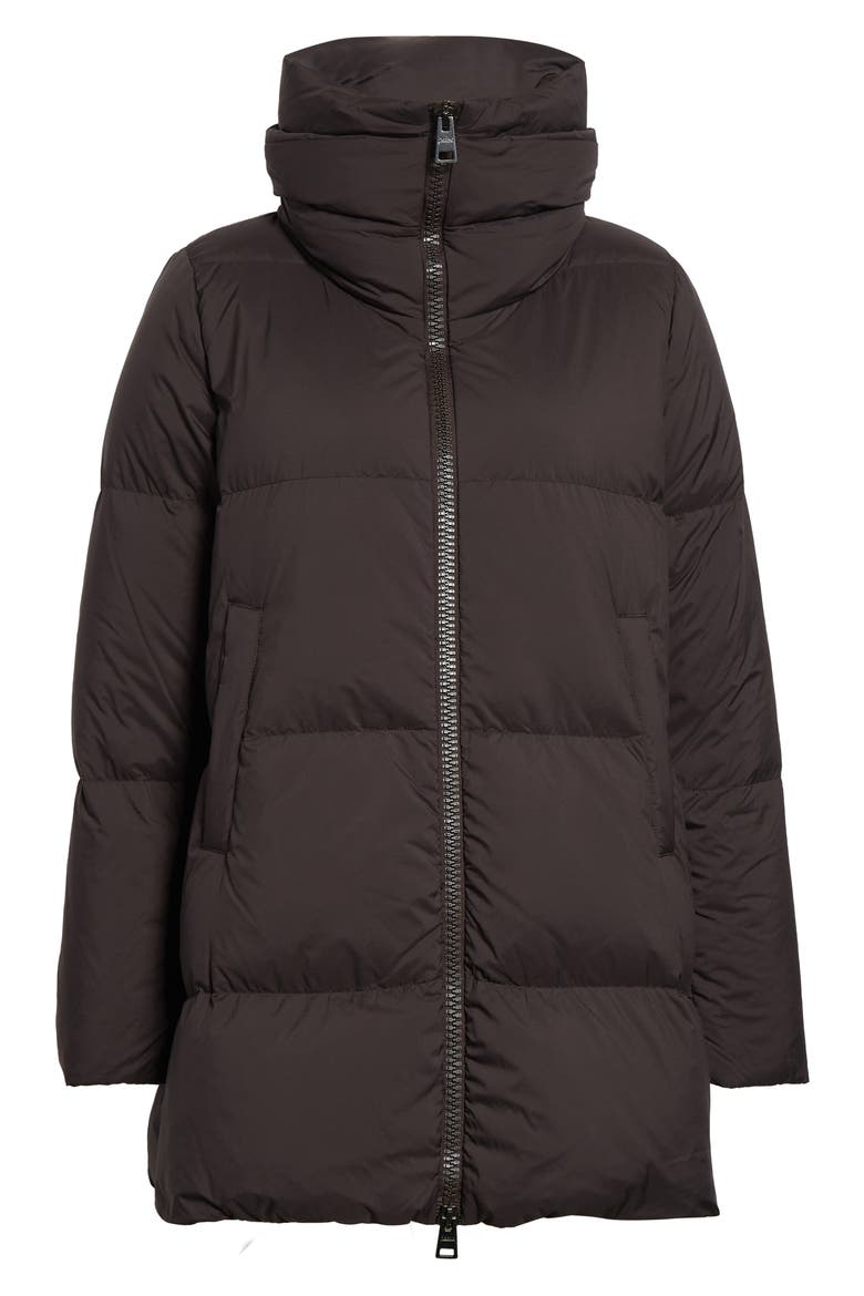 Box Quilted Water Resistant Down Coat, Alternate, color, MARRONE SCURO