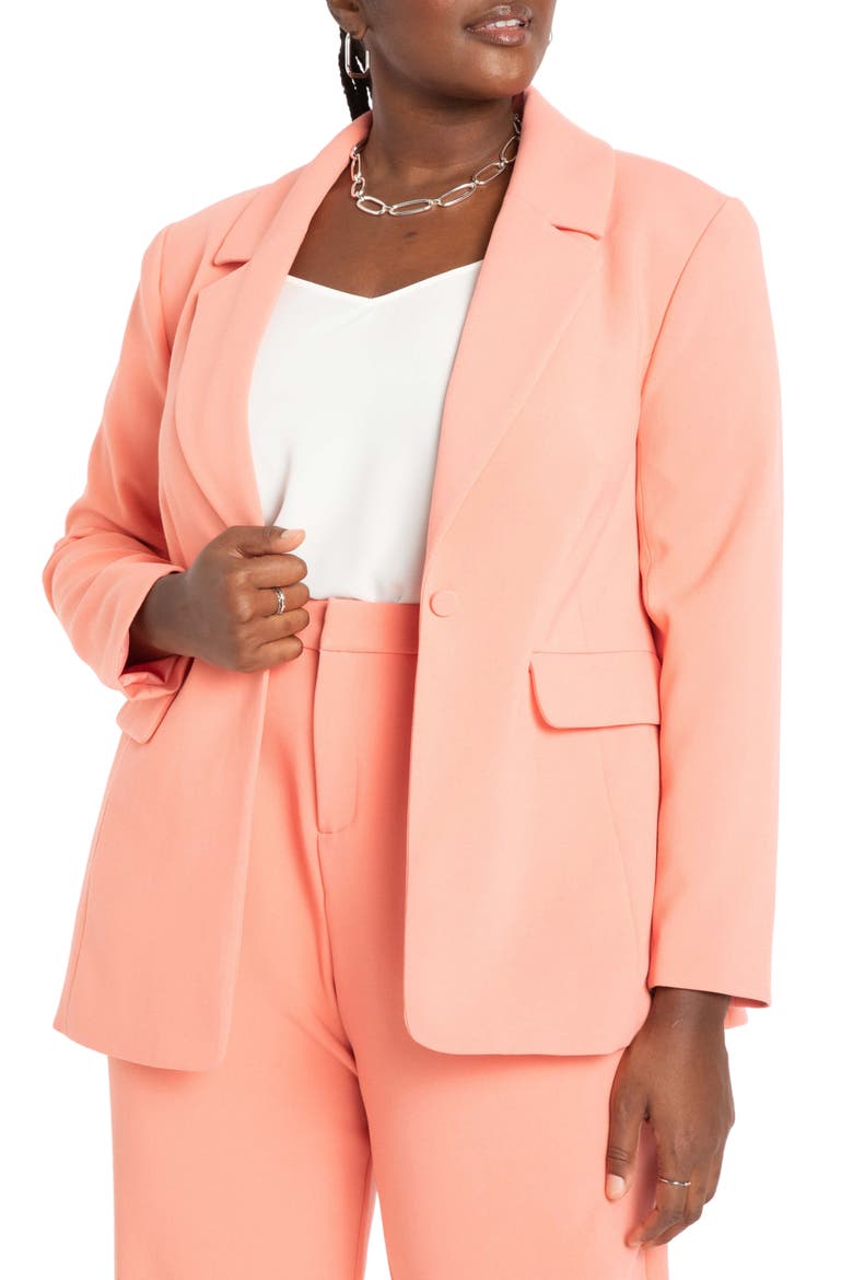 Coral One-Button Blazer, Main, color, SALMON