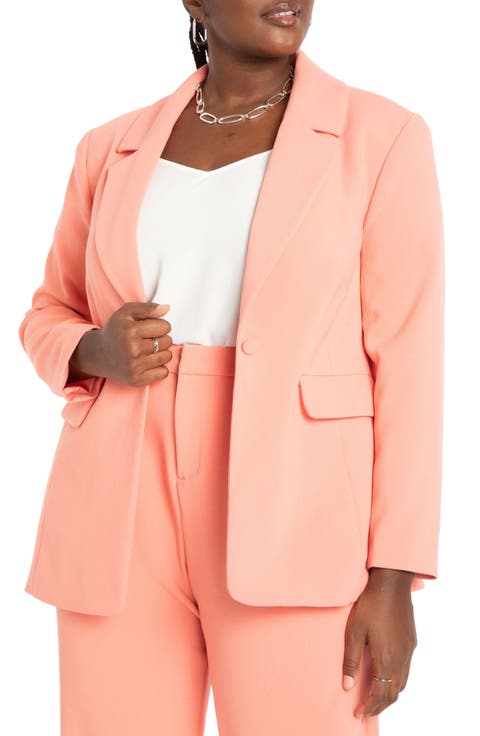 Coral One-Button Blazer