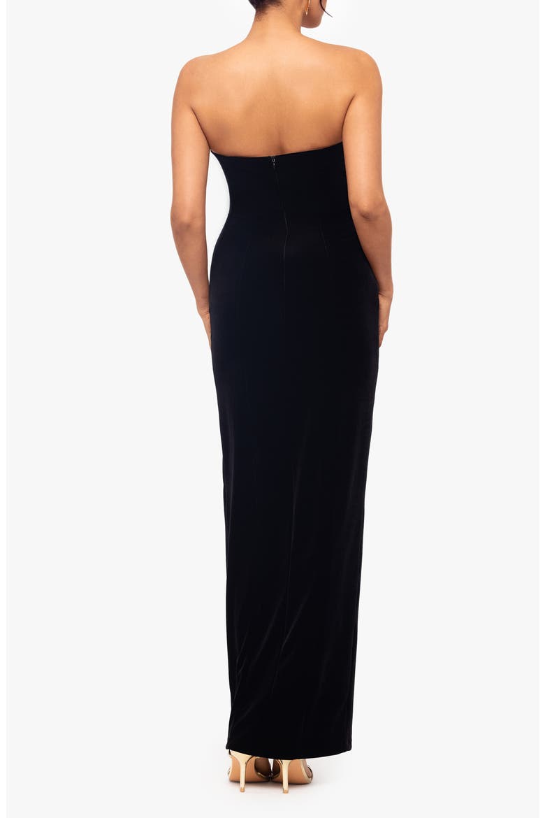 Velvet Strapless Tuxedo Gown, Alternate, color, BLACK