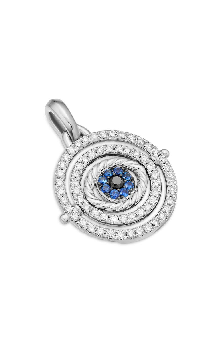 David Yurman Evil Eye Mobile Amulet in 18K White Gold with Pavé Blue Sapphire and Diamonds, Alternate, color, 