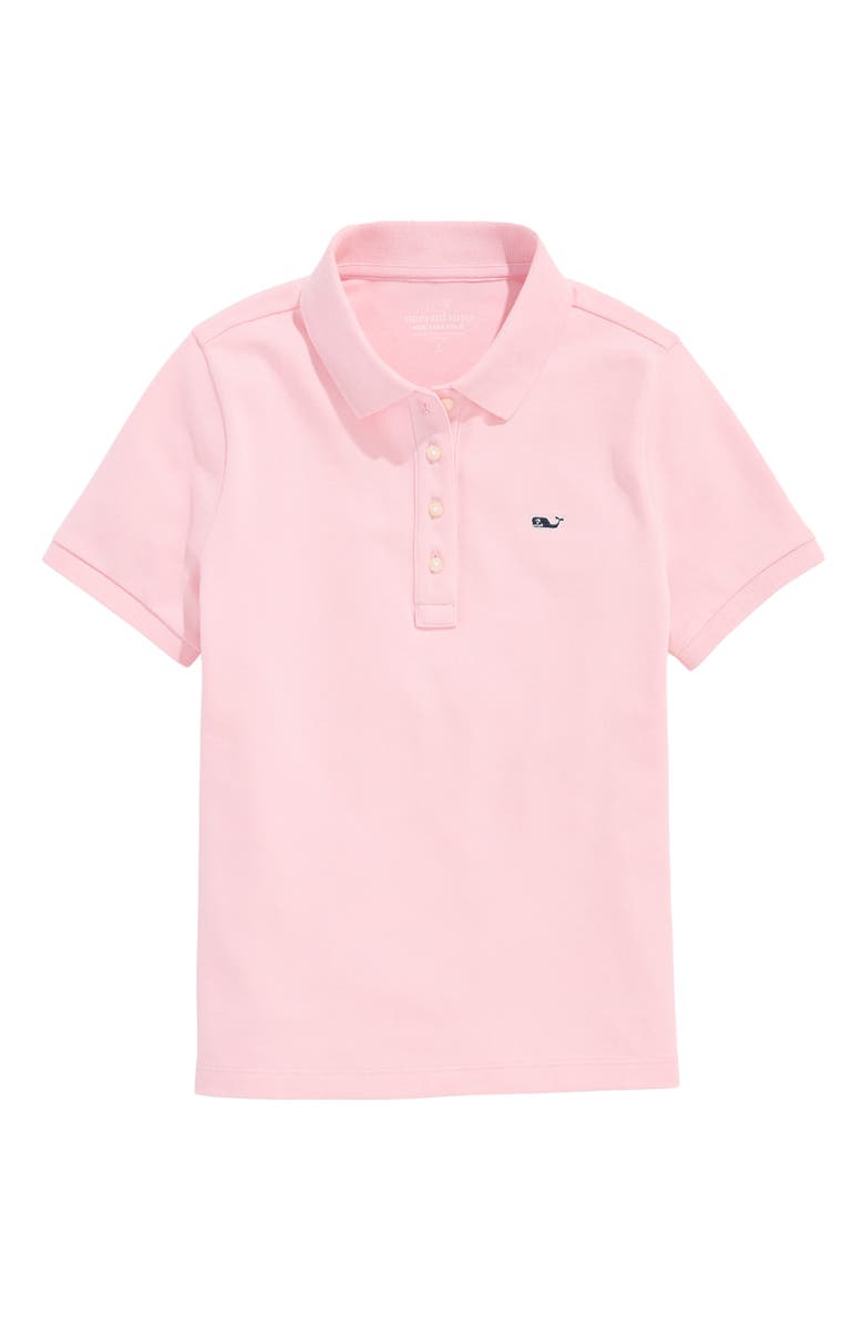 vineyard vines Kids' Heritage Cotton Piqué Polo, Main, color, Flamingo