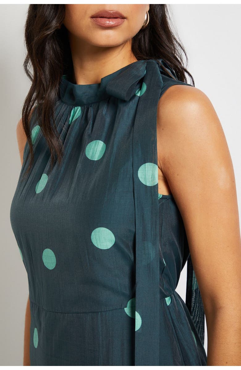 Wallis Spot Tie Neck Sleeveless Midi Dress, Alternate, color, Mint