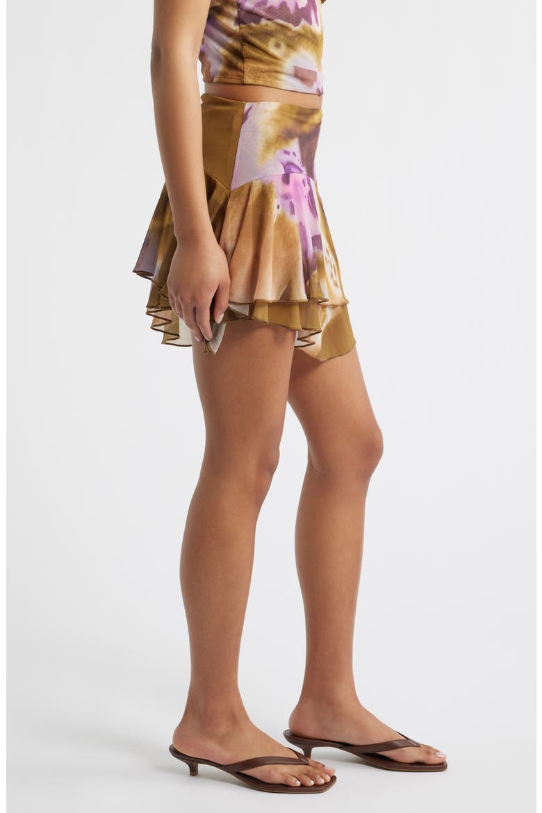 Gustito Tiered Asymmetric Hem Miniskirt, Alternate, color, CANELA