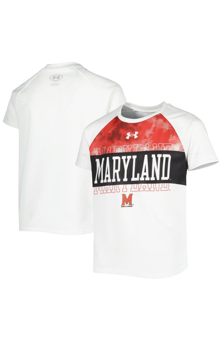 Under Armour Youth Under Armour White Maryland Terrapins Gameday Print Raglan T-Shirt, Main, color, 