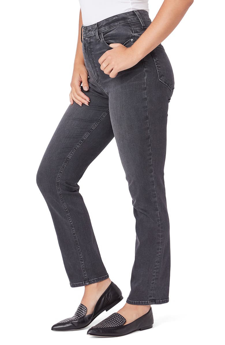 PAIGE Flaunt Accent High Waist Straight Leg Jeans, Alternate, color, Dark Magnet