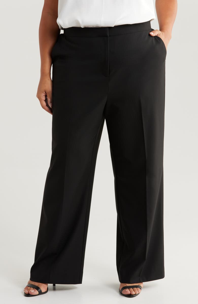 Nordstrom Elastic Waist Crop Straight Leg Pants, Main, color, Black