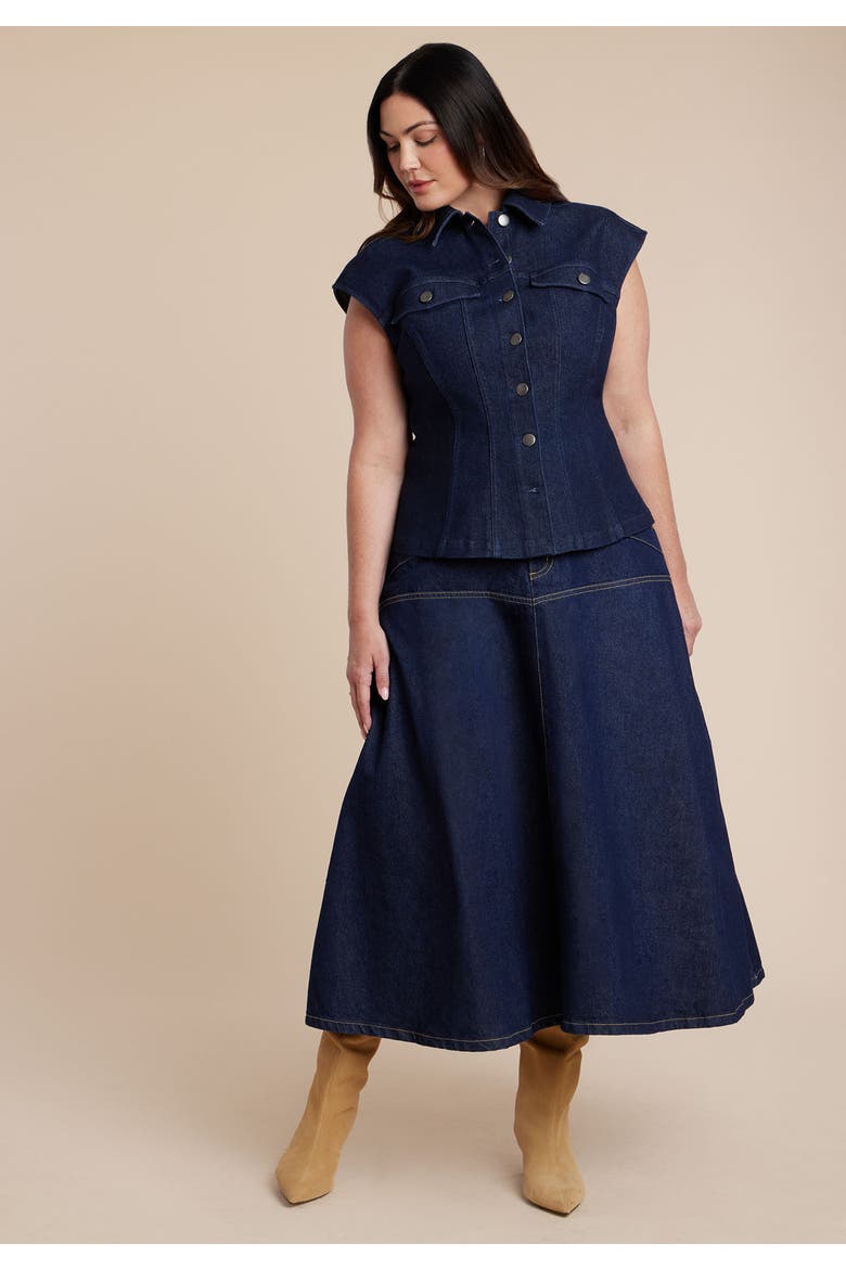 Structured Denim Vest, Alternate, color, DARK WASH