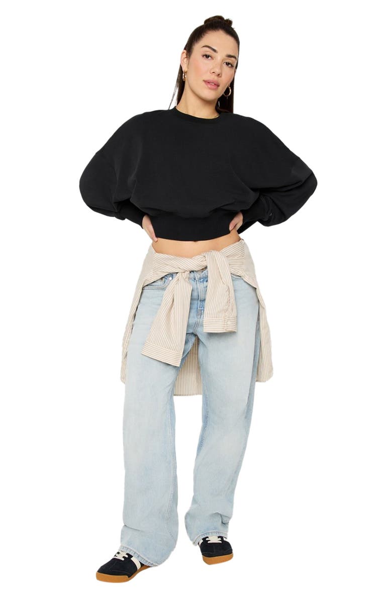 Fabletics Year Round Terry Crew Neck Sweatshirt, Alternate, color, Black