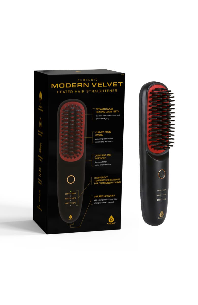PURSONIC Modern Velvet Heated Hair Straightener, Main, color, Black