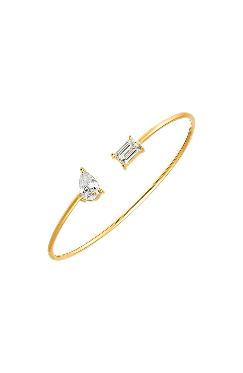 BY ADINA EDEN Lab Grown Diamond Pear X Baguette Open Bangle 14K, Main, color, 