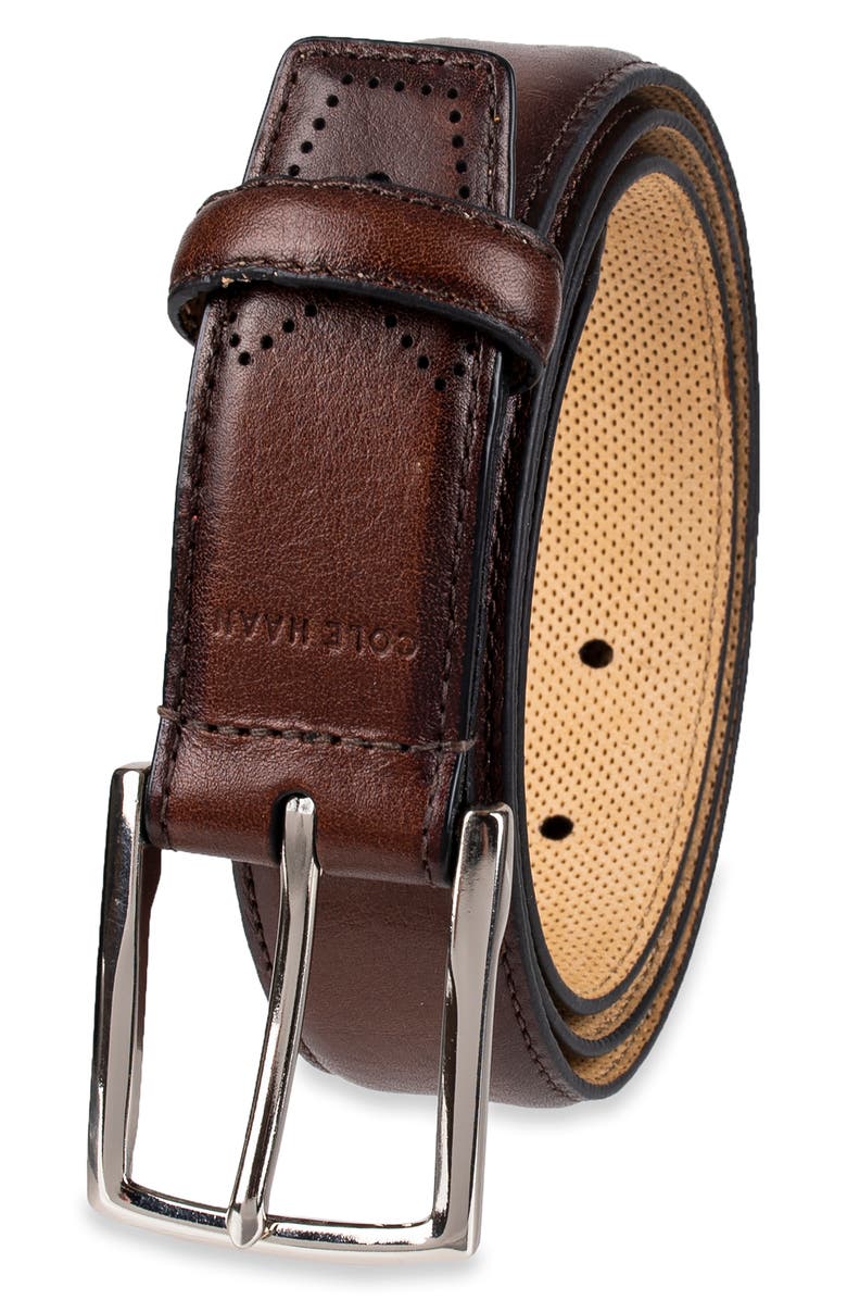 Cole Haan Harrison Leather Belt, Alternate, color, Brown