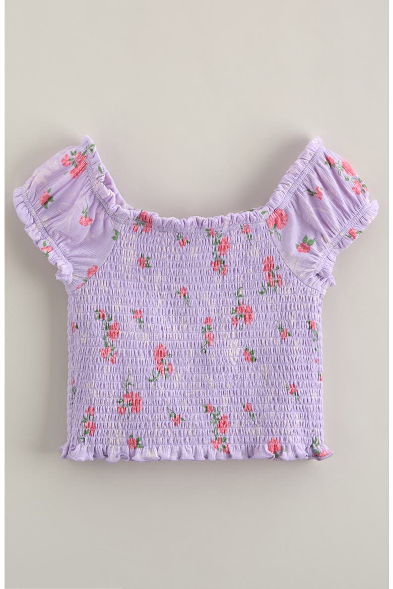Kids' Floral Smocked Top, Alternate, color, PURPLE SECRET BOW FLORAL