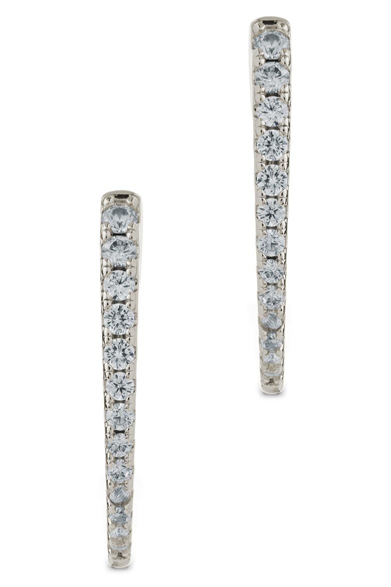 Kenia Cubic Zirconia Marquise Hoop Earrings, Alternate, color, SILVER
