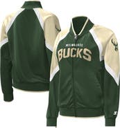 STARTER Women's Starter Hunter Green Milwaukee Bucks Slam Dunk Raglan Full-Zip Track Jacket