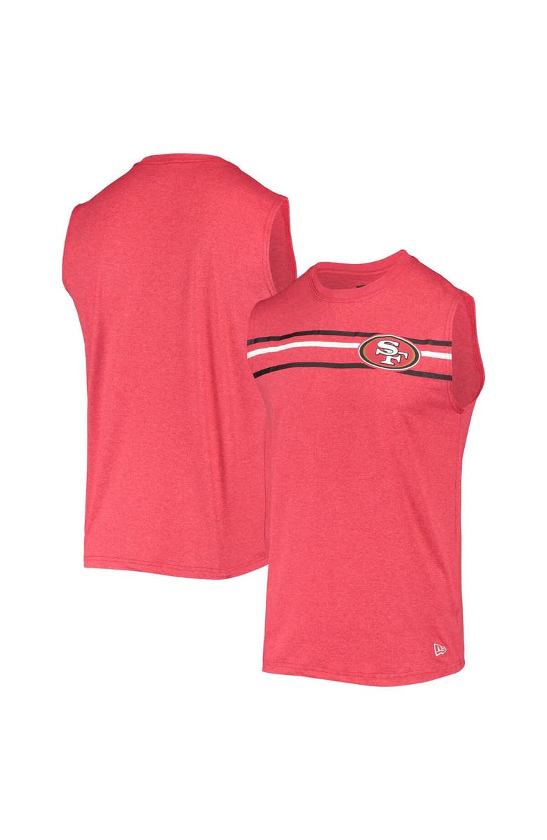 New Era Men's New Era Scarlet San Francisco 49ers Brushed Sleeveless Tank Top, Main, color,