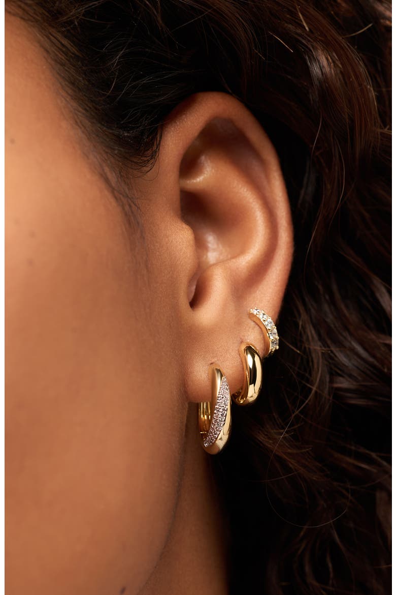 Kira Bold Pavé Hoop Earrings, Alternate, color, GOLD / CLEAR