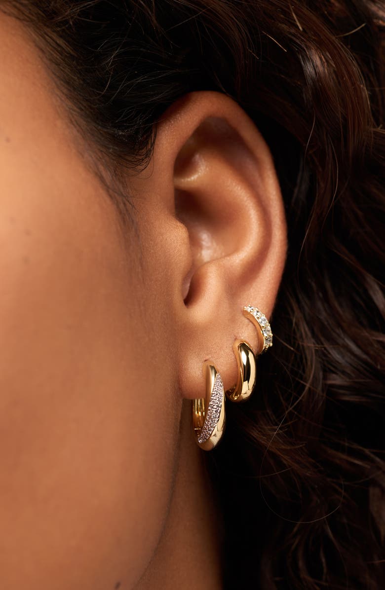 Ana Luisa Kira Bold Pavé Hoop Earrings, Alternate, color, Gold / Clear