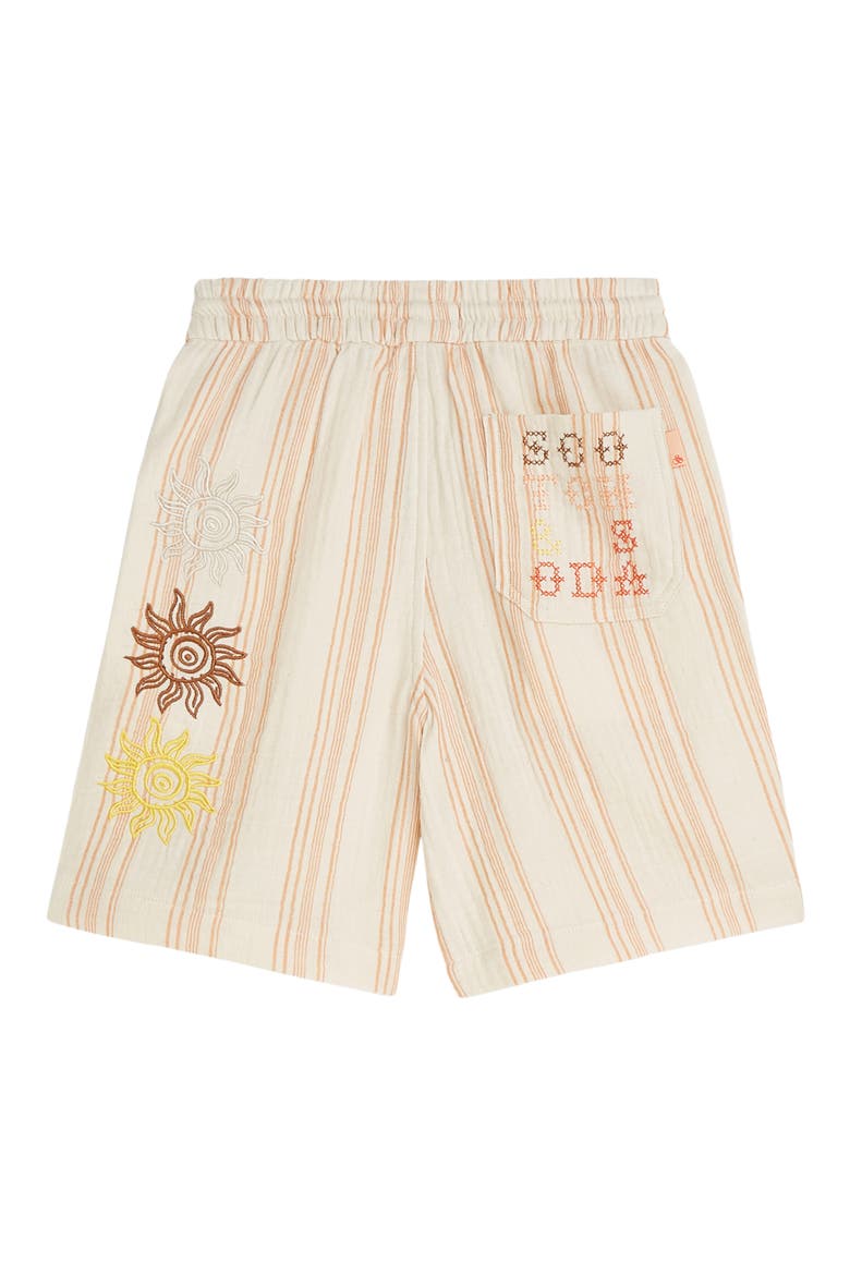 Kids' Stripe Cotton Drawstring Shorts, Alternate, color, EGGNOG STRIPE