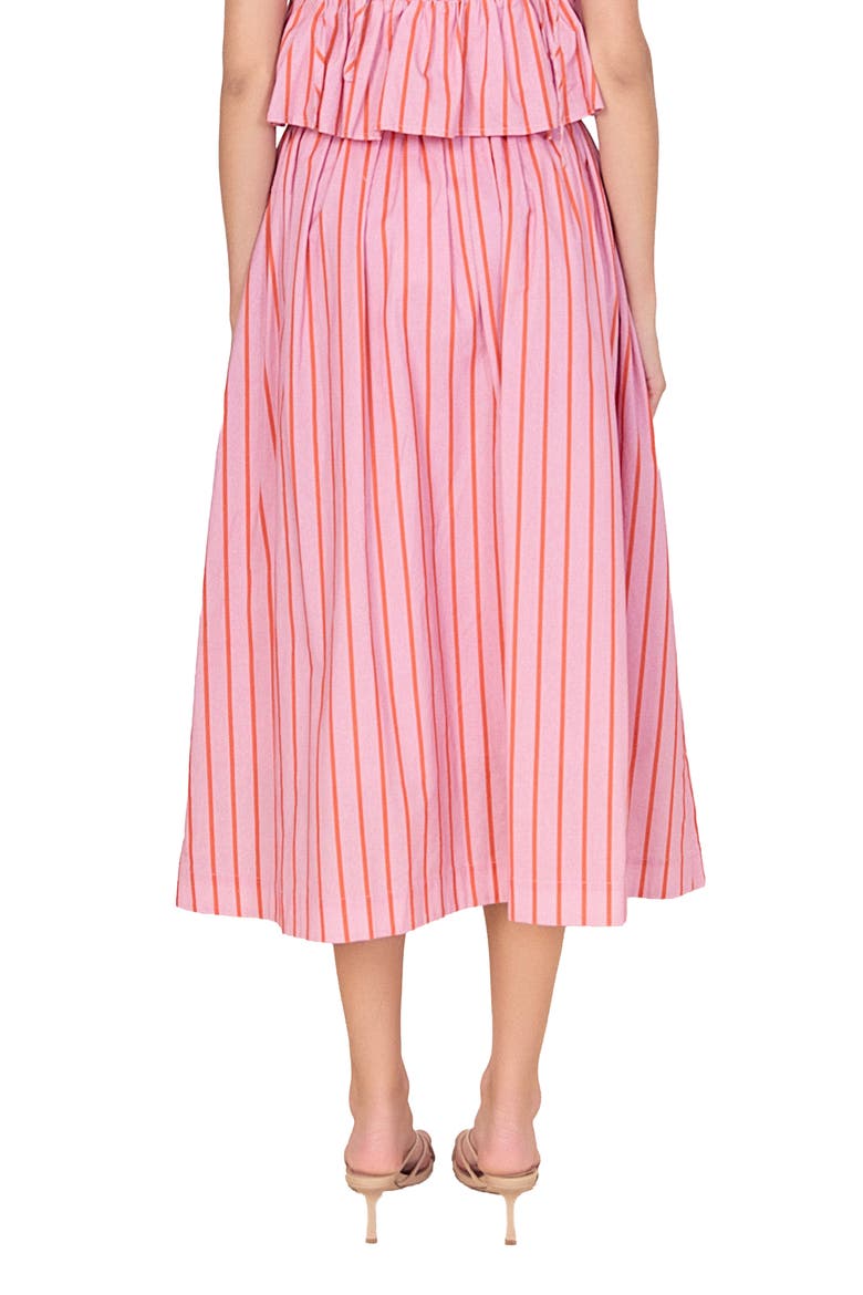 Stripe Cotton Midi Skirt, Alternate, color, PINK/ ORANGE