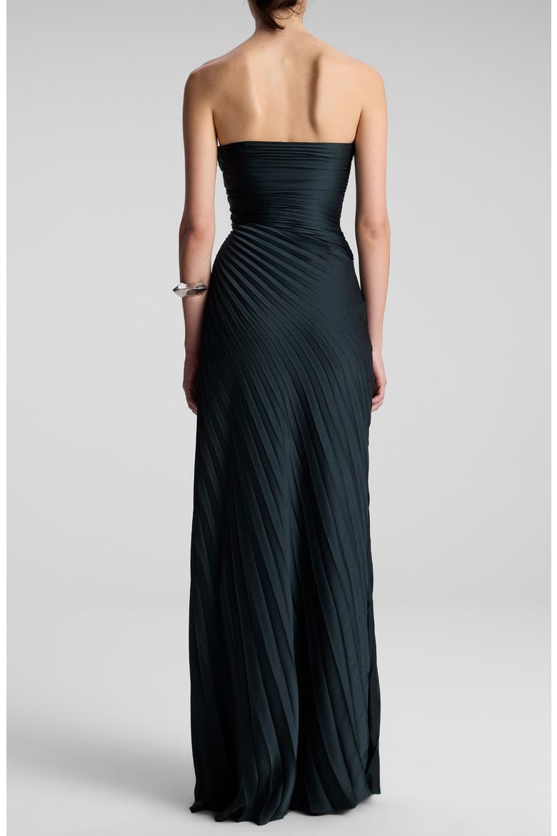 Bianca Pleated Strapless Gown, Alternate, color, FOREST