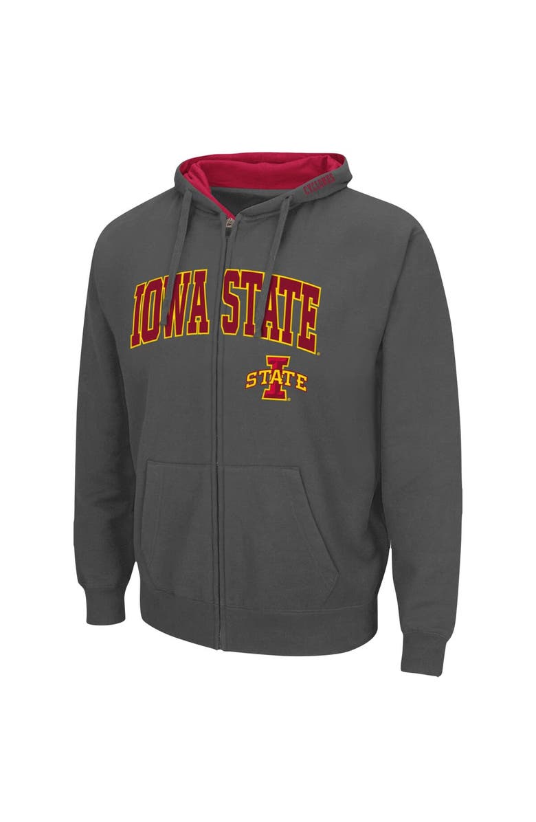 COLOSSEUM Men's Colosseum Charcoal Iowa State Cyclones Arch & Logo 3.0 Full-Zip Hoodie, Alternate, color, Charcoal