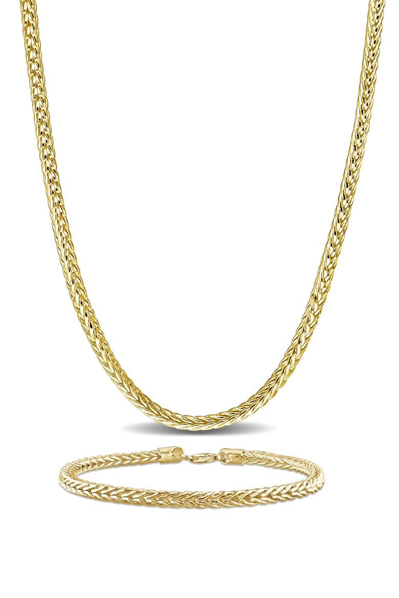 4.2mm Foxtail Chain Necklace & Bracelet Set, Main, color, GOLD