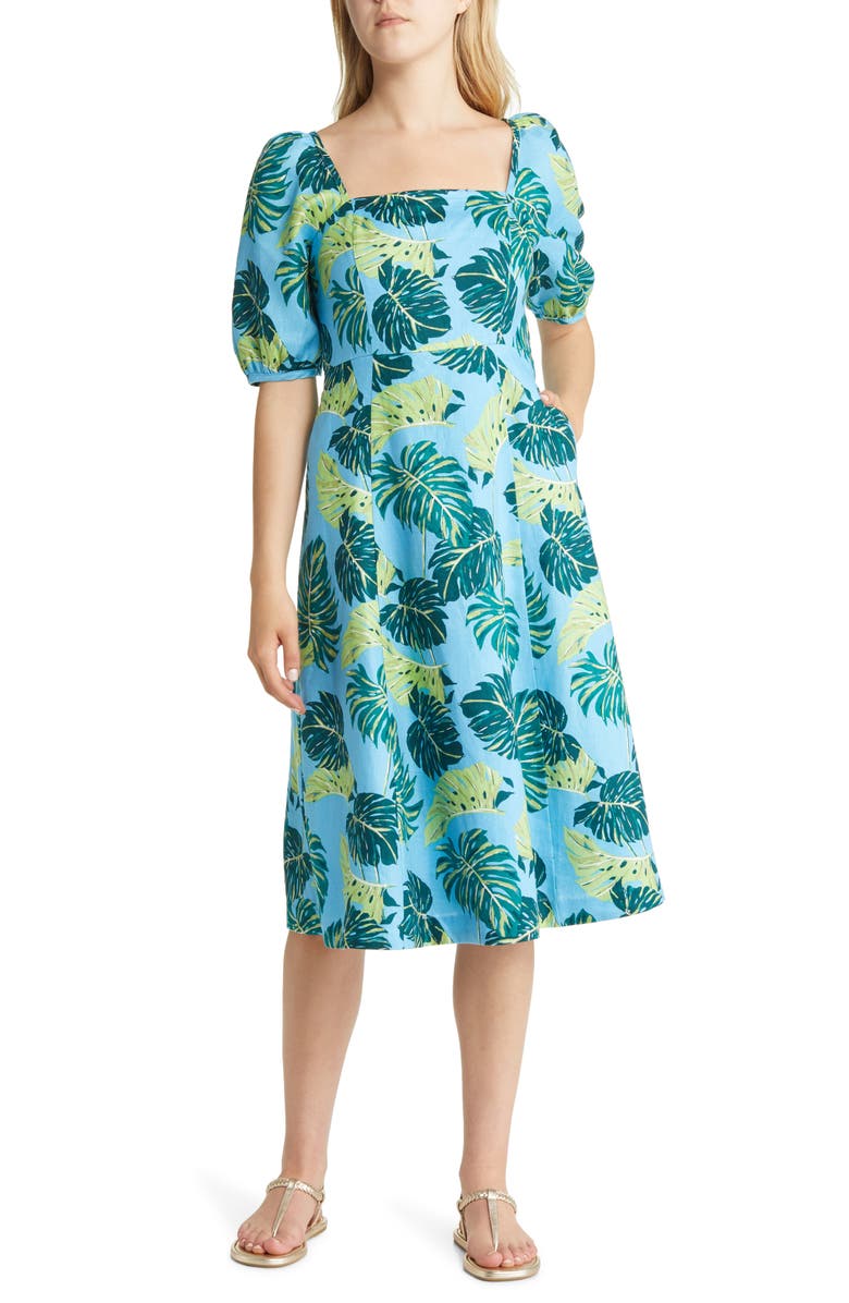 Draper James June Floral Linen Midi Dress, Main, color, 