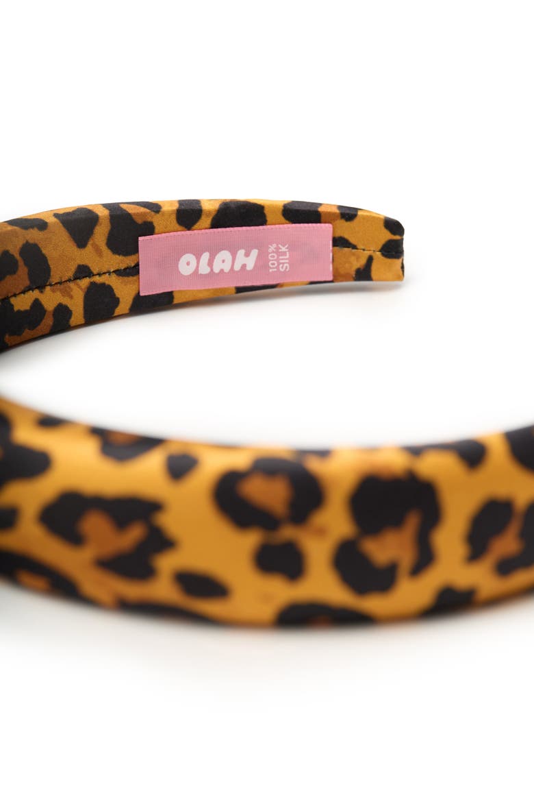 Leopard Silk Headband, Alternate, color, Brown