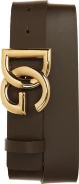 Dolce&Gabbana DG Logo Buckle Leather Belt