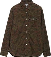 Double RL Paisley Print Cotton Corduroy Button-Up Work Shirt