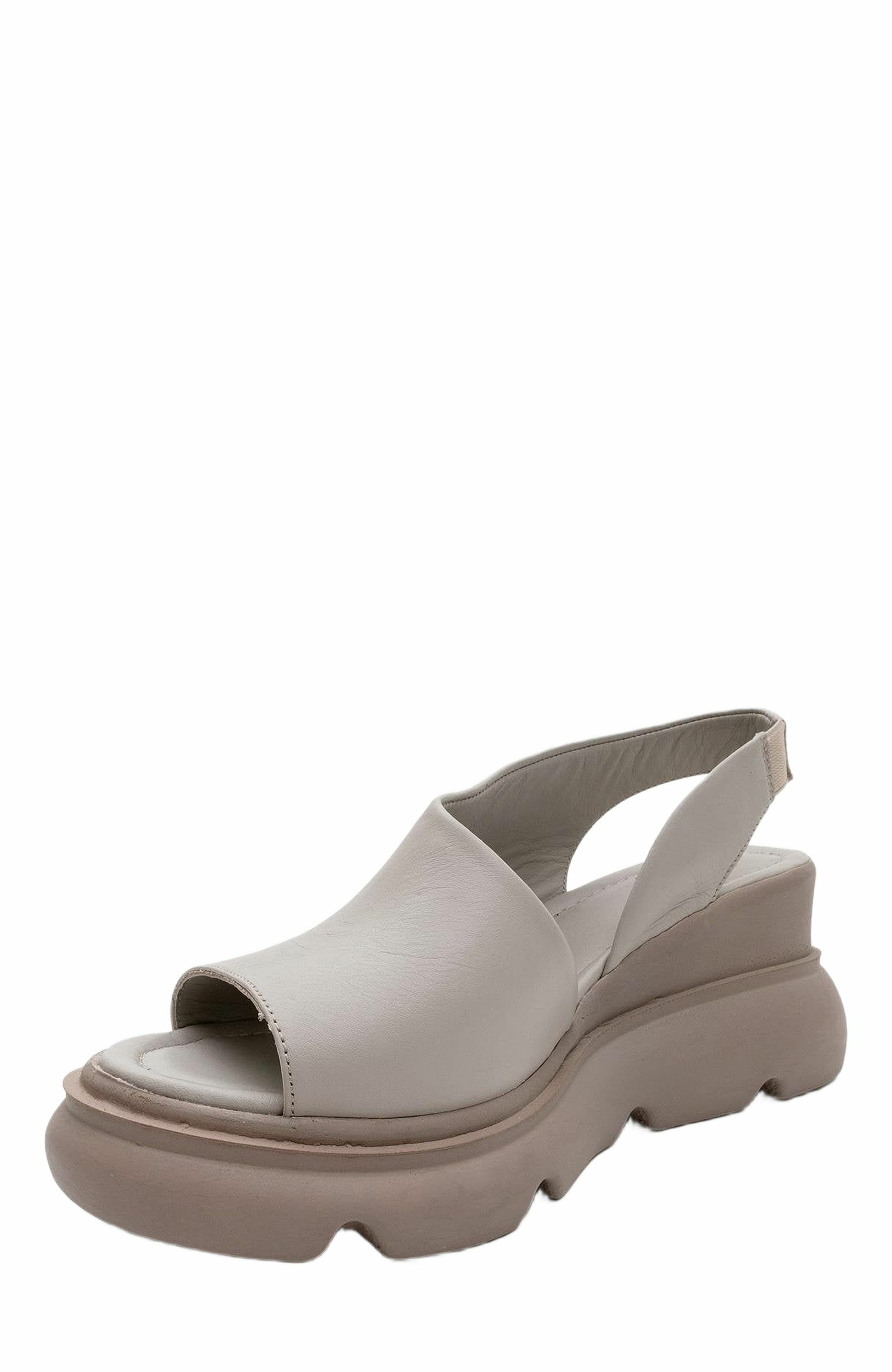 Agusto Leather Platform Sandal, Alternate, color, Beige Leather