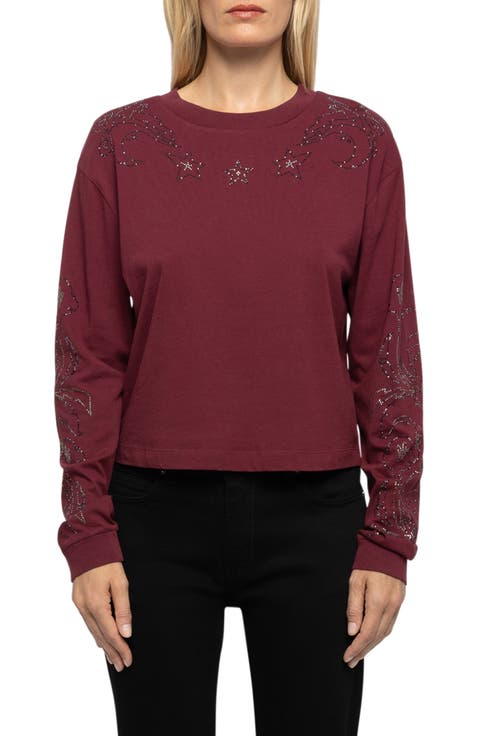 Iona Strass Rhinestone Crop Cotton T-Shirt