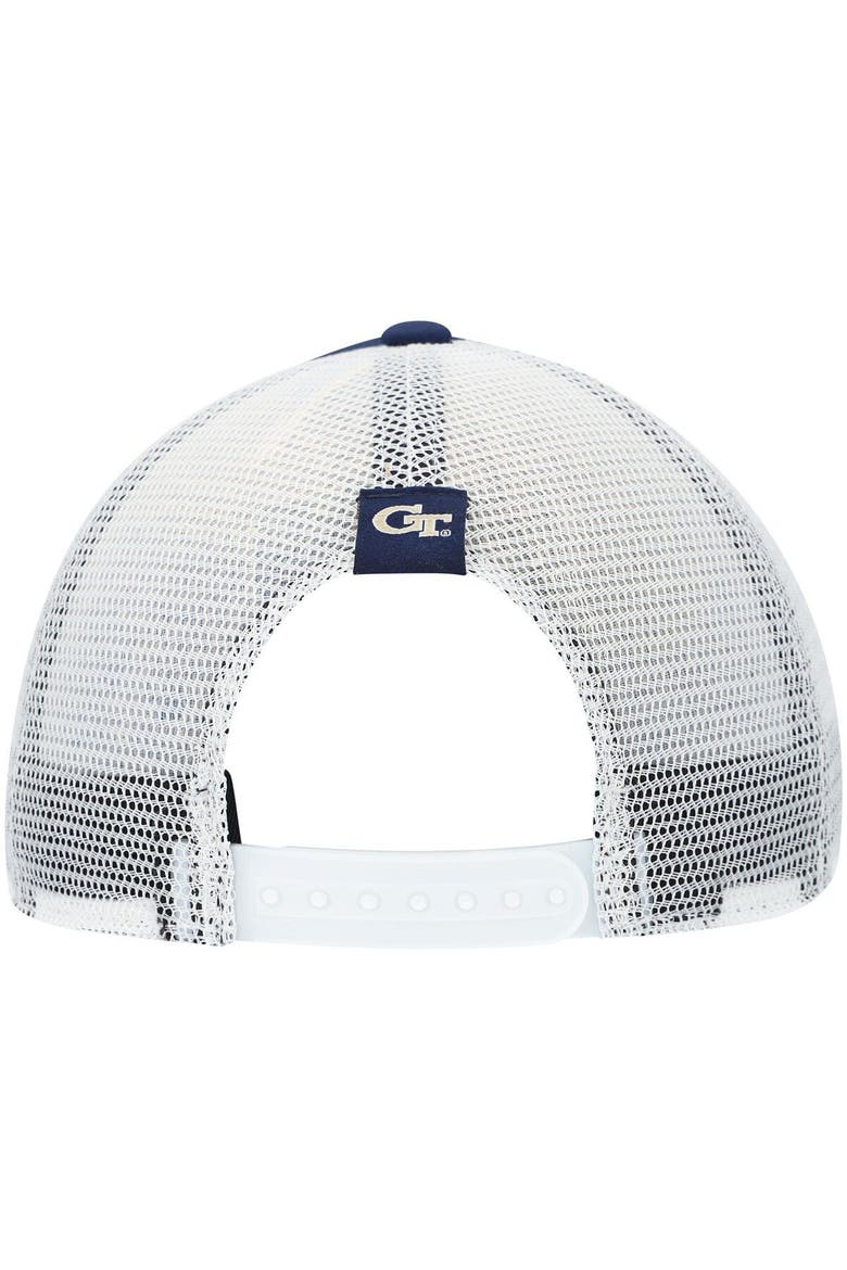 Men's adidas Navy/White Georgia Tech Yellow Jackets Wave Foam Trucker Snapback Hat, Alternate, color, Navy