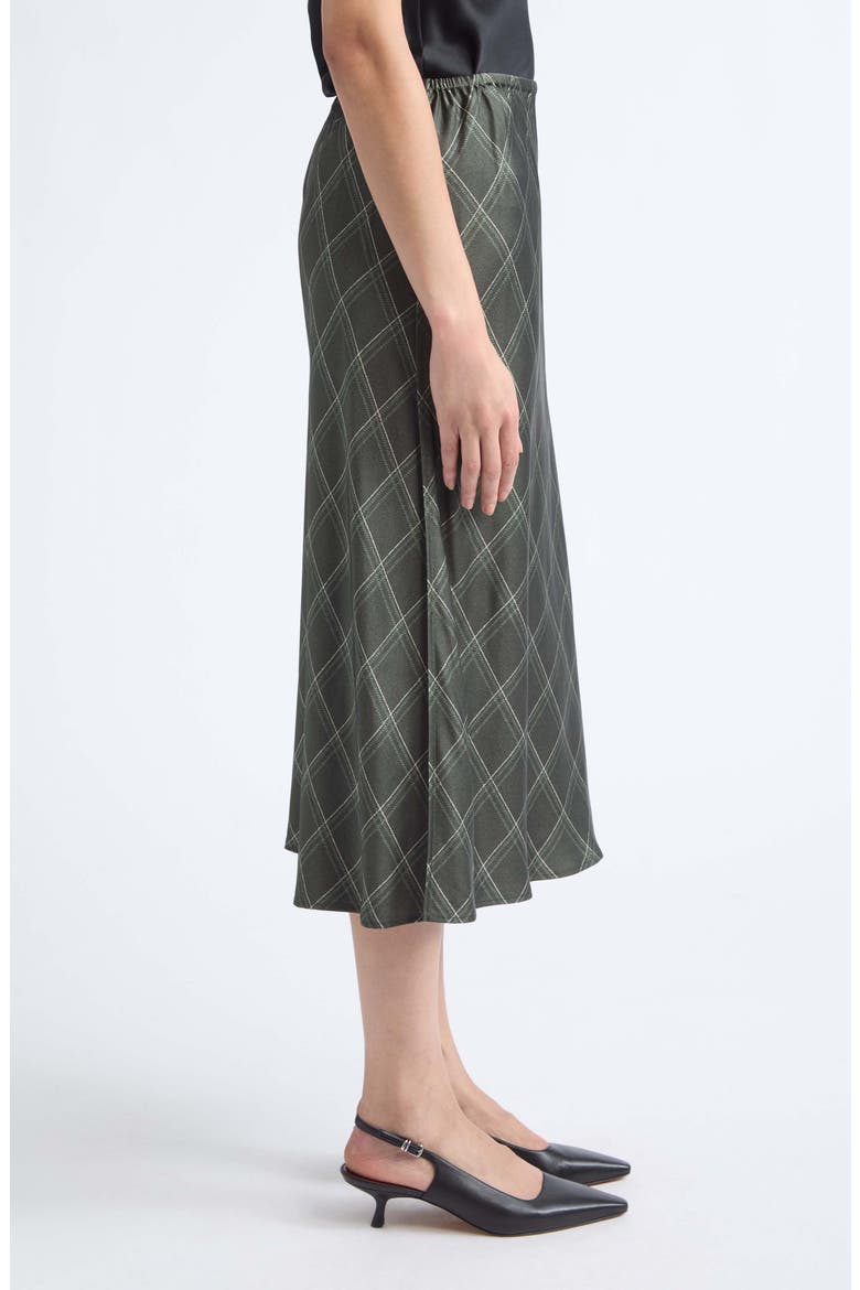 Diamond Plaid Satin Skirt, Alternate, color, DARK MOSS/ SAGE