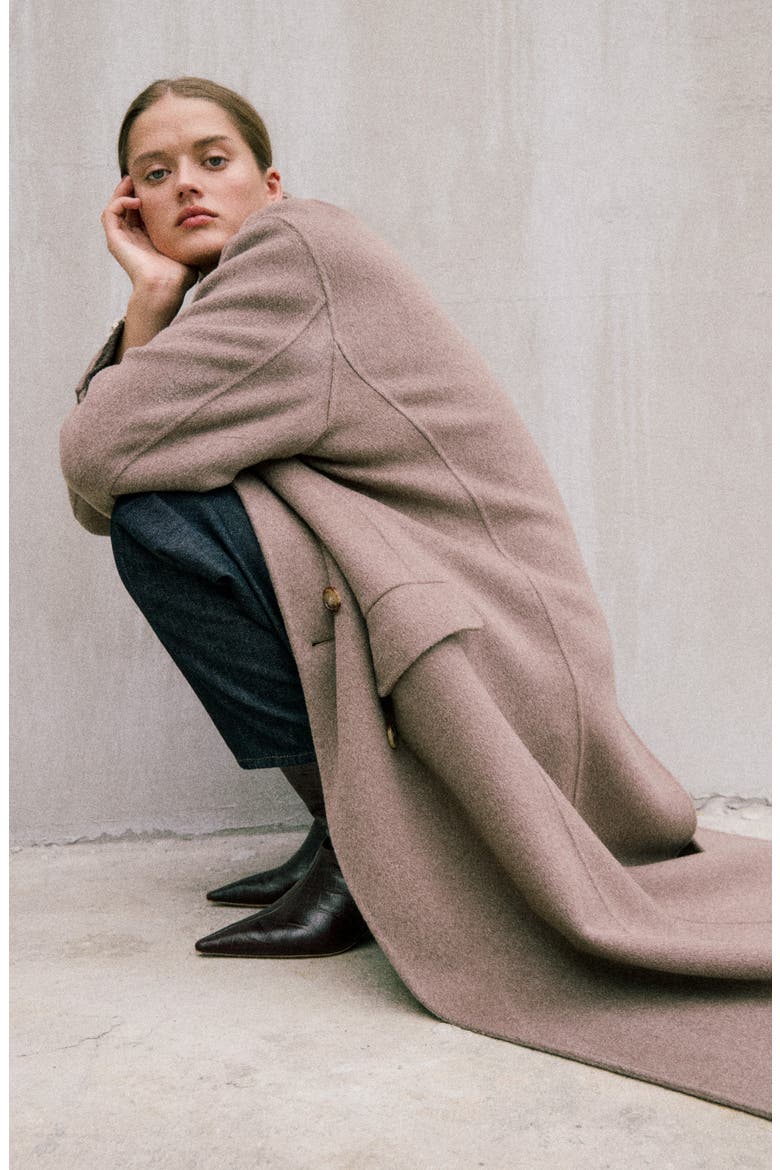Vasso Double Breasted Wool Blend Coat, Alternate, color, TAUPE