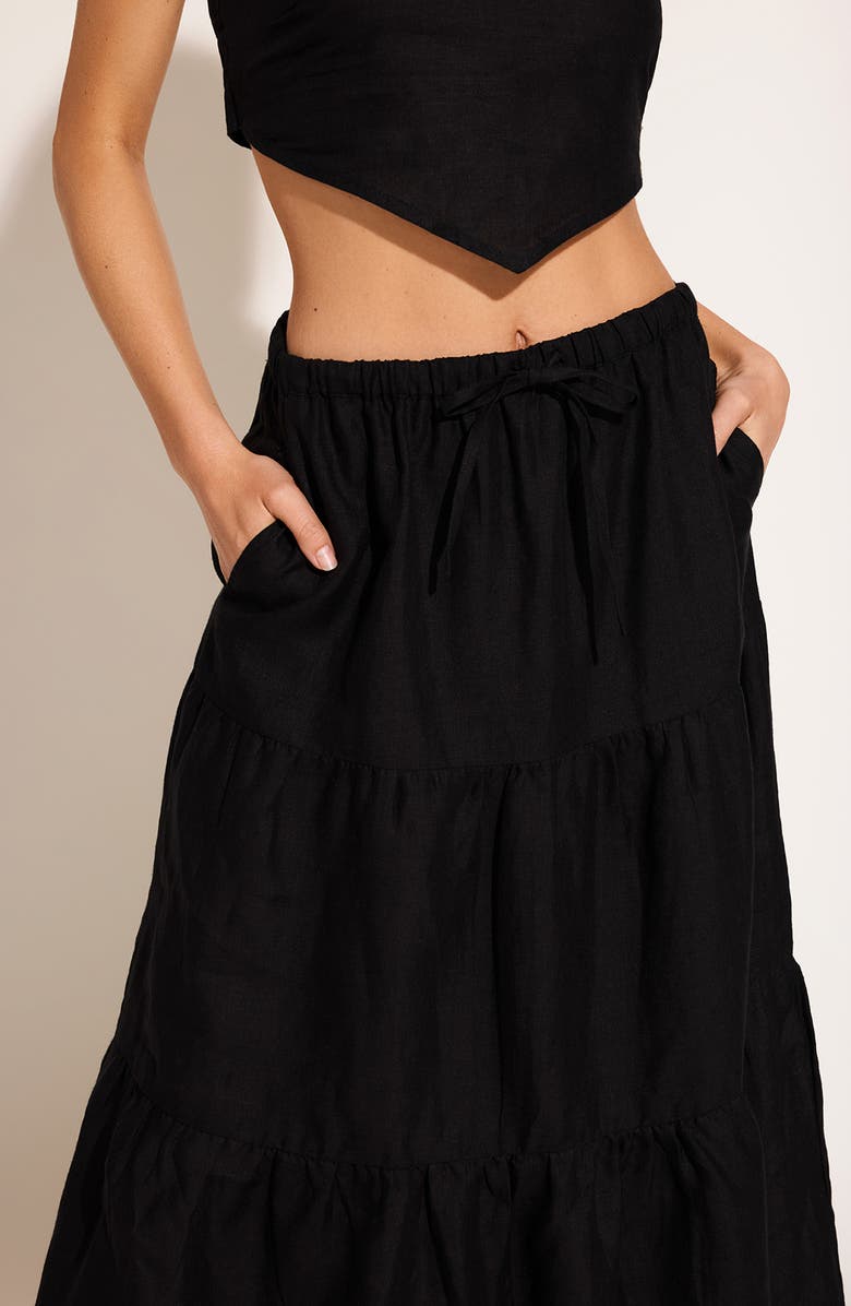 Vitamin A<sup>®</sup> Canyon Tiered Linen Cover-Up Maxi Skirt, Alternate, color, Black