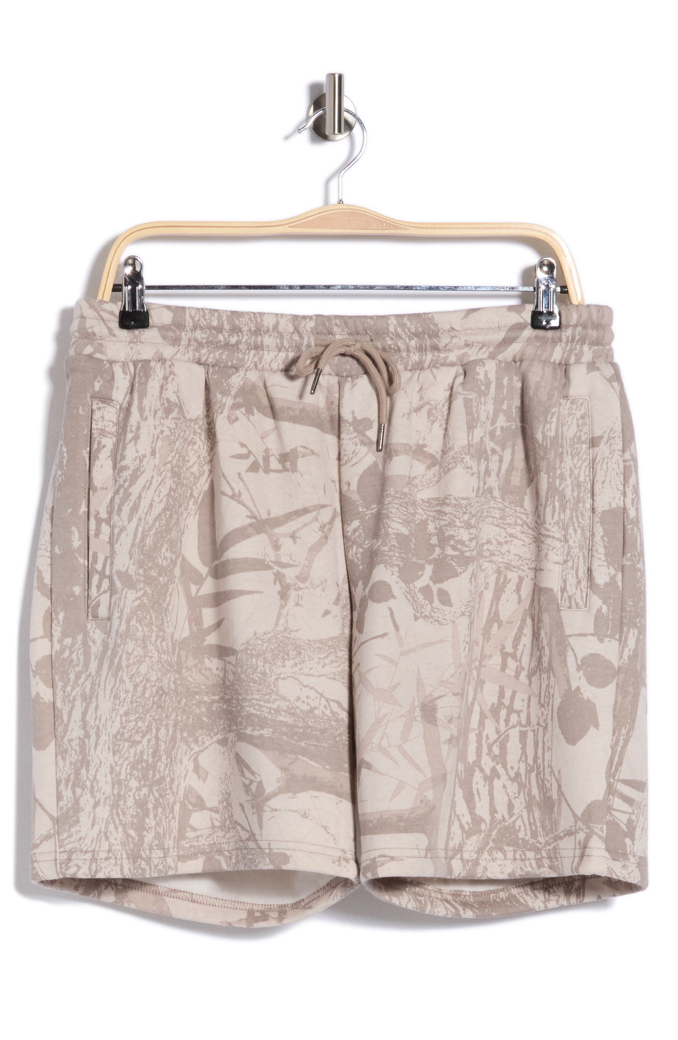 Tonal Leaves Drawstring Shorts