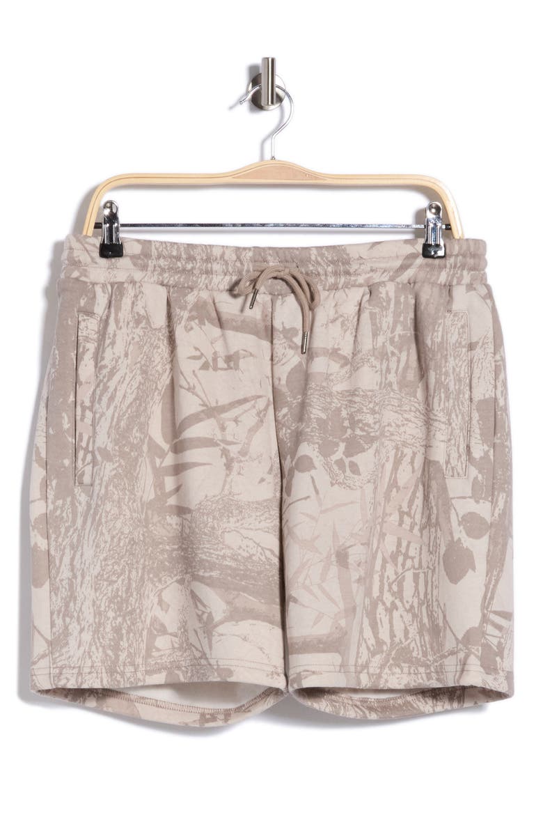 Tonal Leaves Drawstring Shorts, Alternate, color, TONAL LEAVES