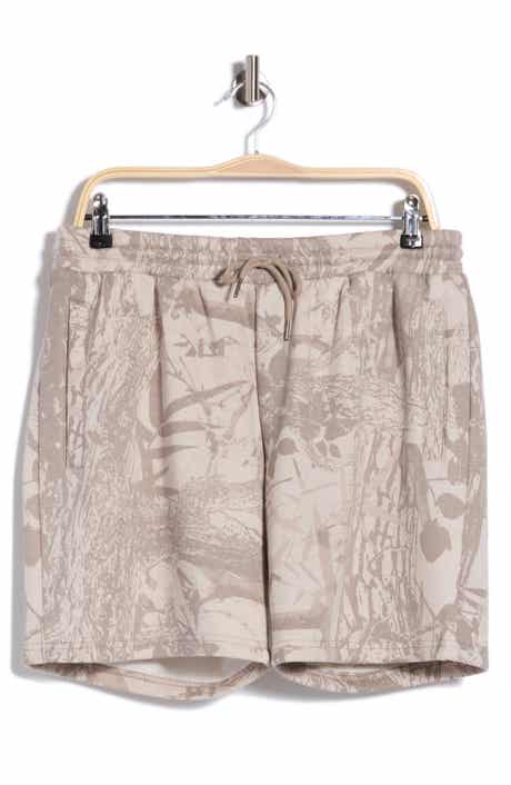 Tonal Leaves Drawstring Shorts