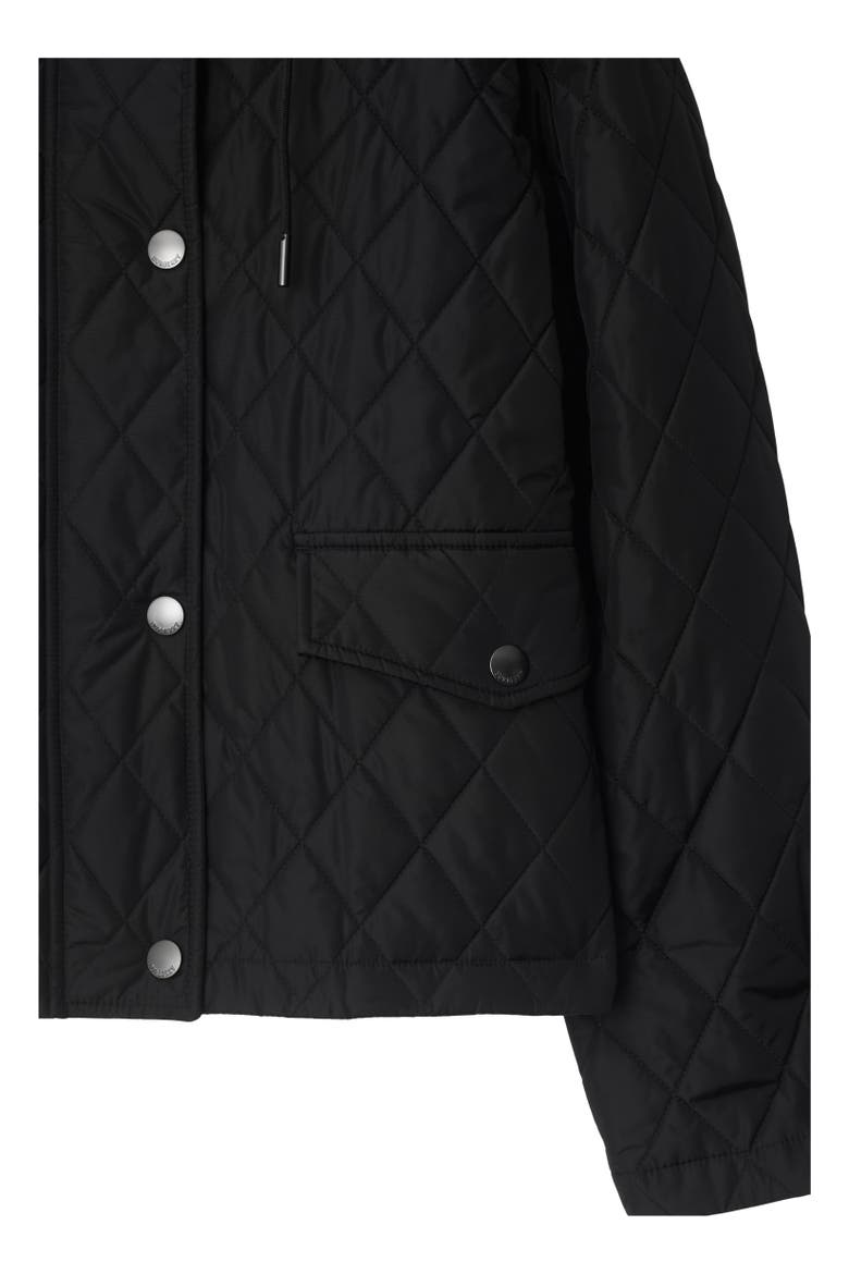 Cropped Quilted Nylon Hooded Jacket, Alternate, color, Black