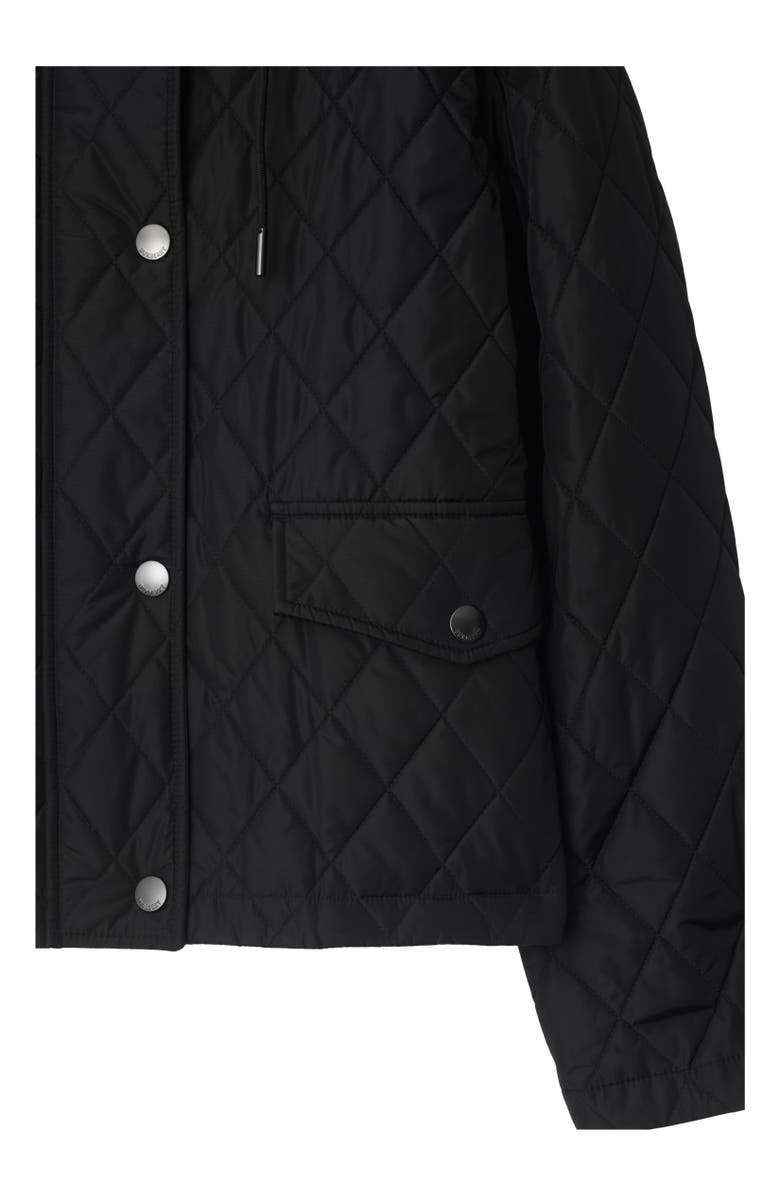Burberry Cropped Quilted Nylon Hooded Jacket, Alternate, color, Black