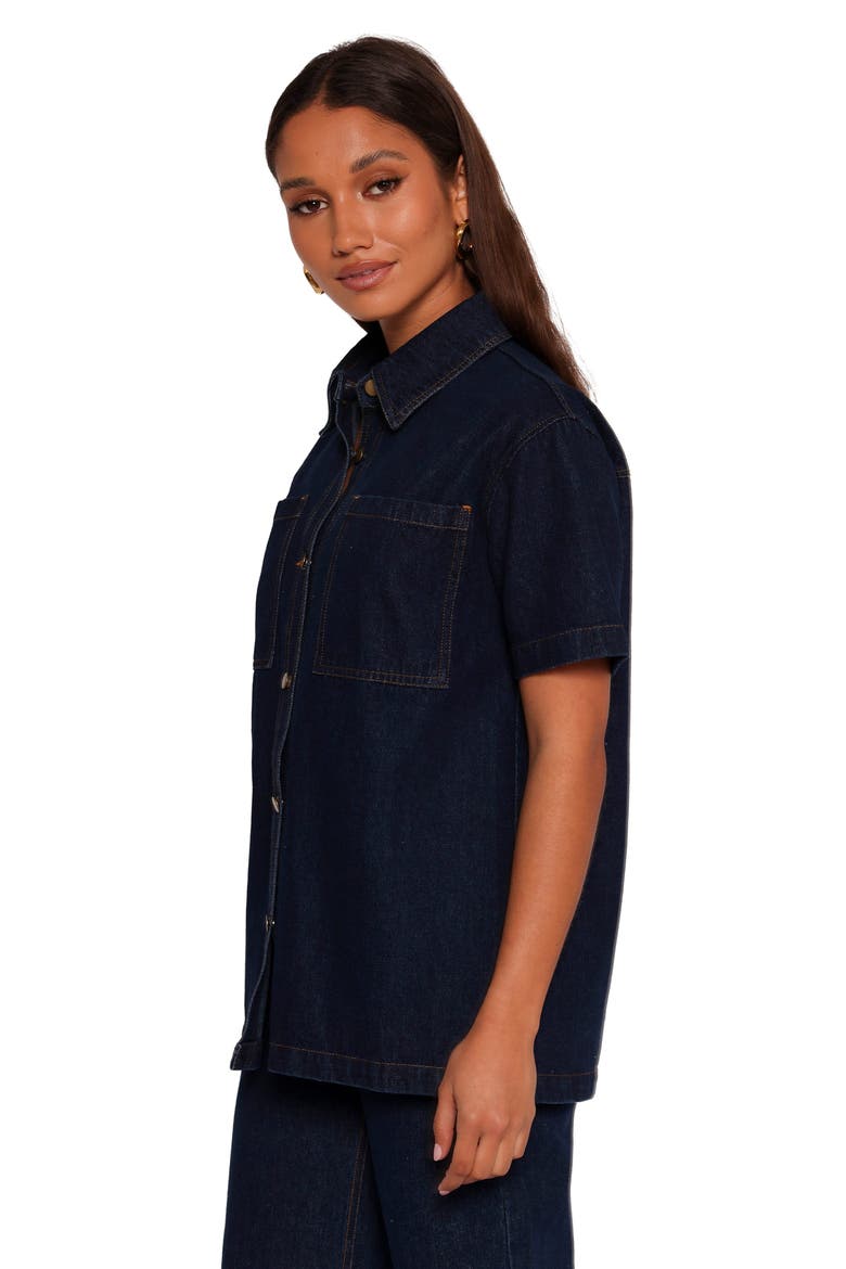 Nolan Denim Shirt, Alternate, color, DARK DENIM