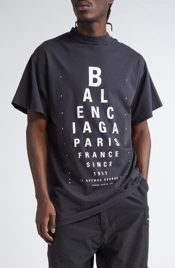 Balenciaga Eye Chart Distressed Oversize Cotton Logo Graphic Balenciaga Eye Chart Distressed Oversize Cotton Logo Graphic