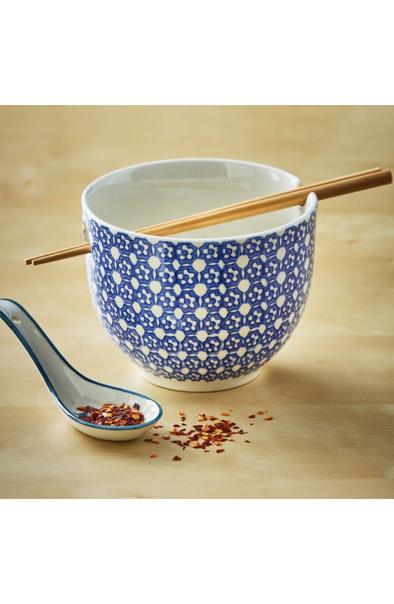 tag Lisbon Dot Noodle Bowl S/2 Blue Stoneware Everyday, Alternate, color, Blue