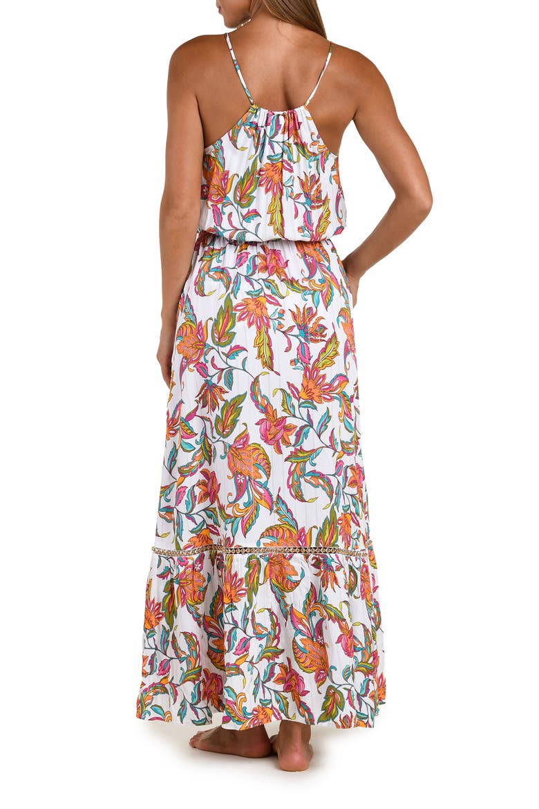 Wild Vines Tiered Cover-Up Maxi Dress, Alternate, color, WHITE MULTI