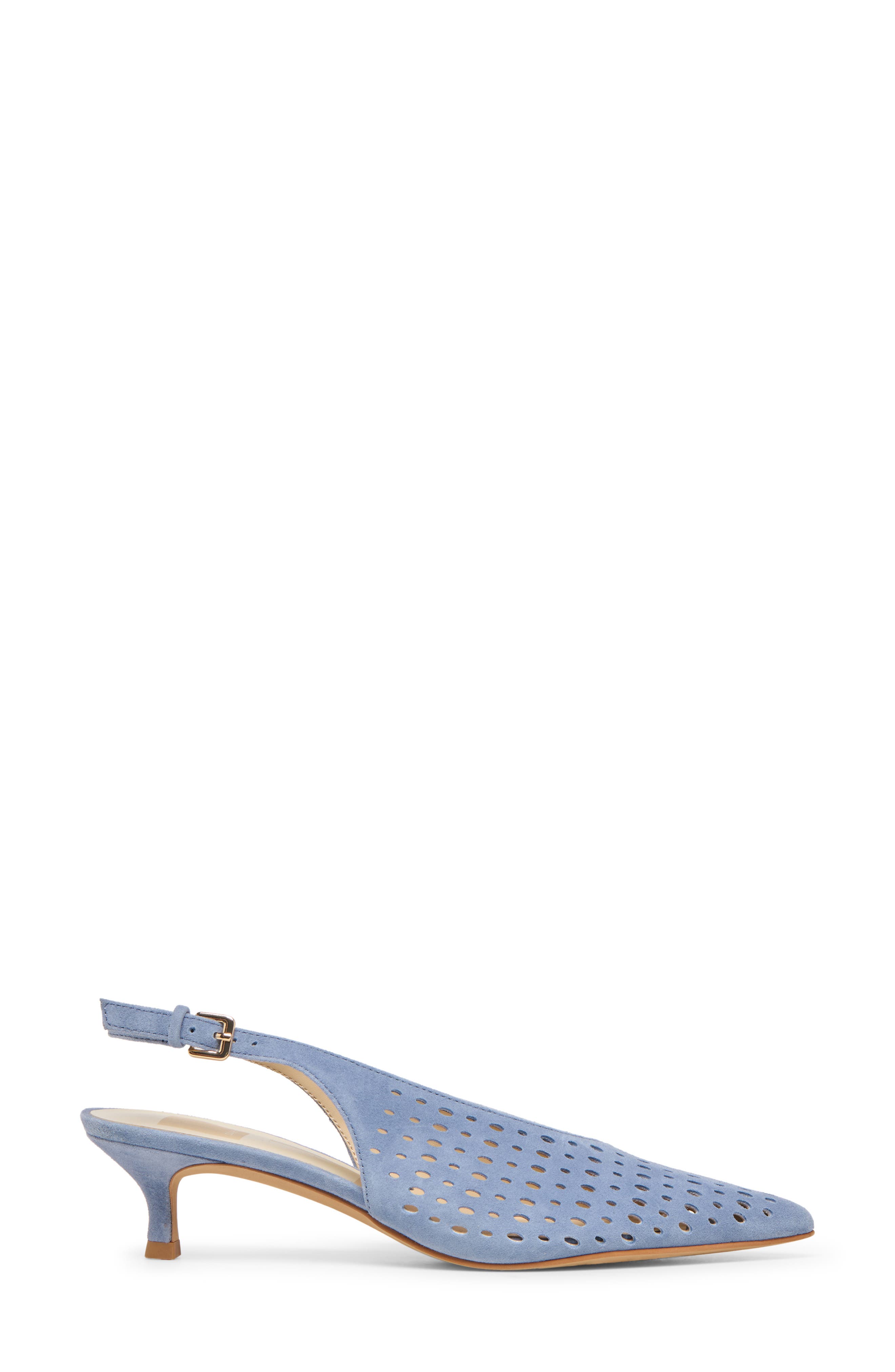 Dolce Vita Alenna Perf Slingback Pointed Toe Kitten Heel Pump, Alternate, color, Perwinkle Suede